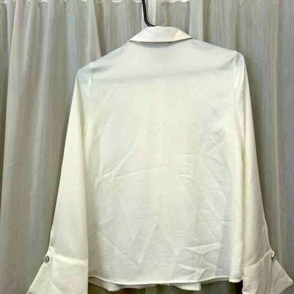 Zara White Ruffled Long Sleeve Blouse - Picture 3 of 3
